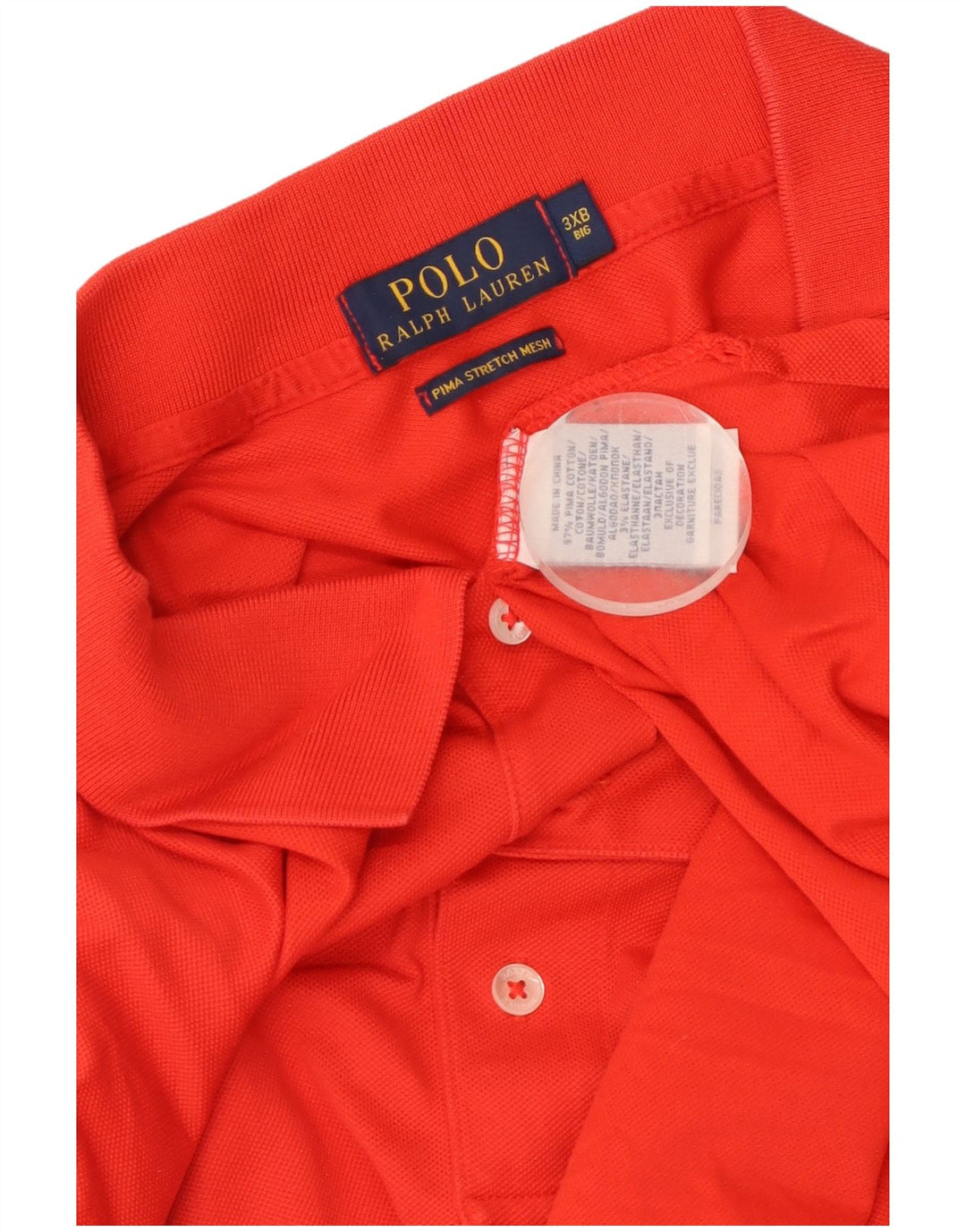 POLO RALPH LAUREN Camisa polo masculina grande 3XL algodão vermelho