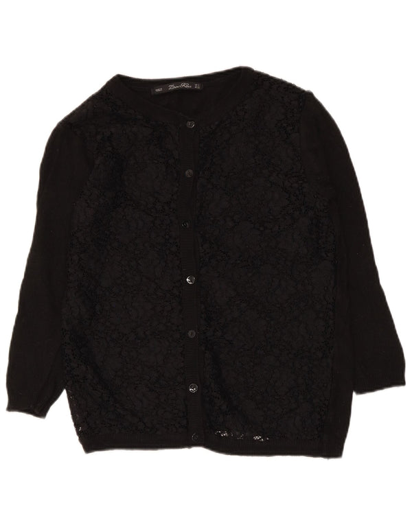 Suéter cardigã feminino Zara Reino Unido 10 pequeno preto floral