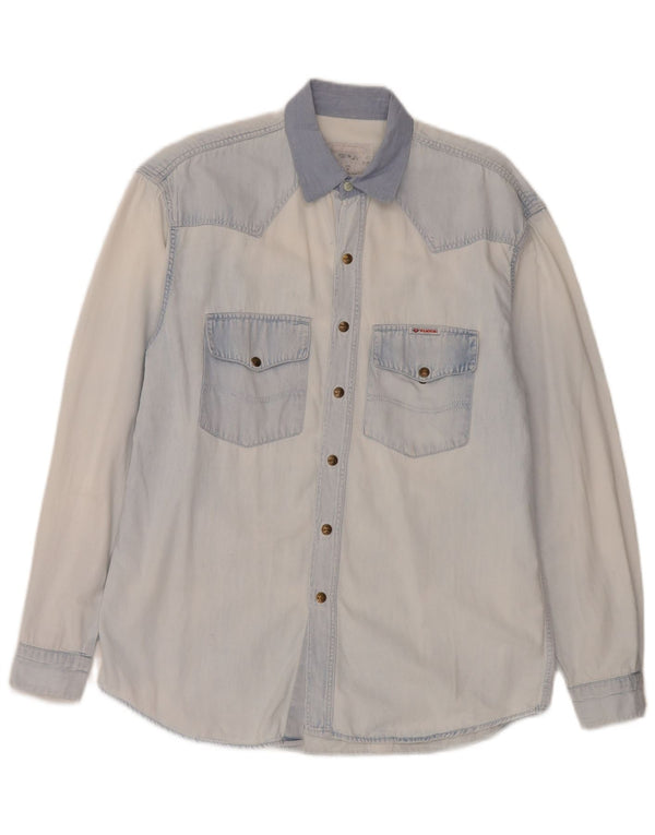 Wampum Mens Denim Shirt Medium Blue