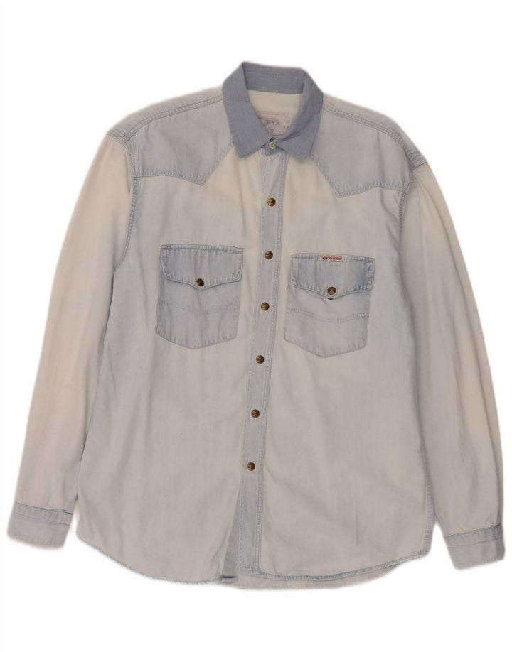Camisa jeans masculina Wampum azul médio