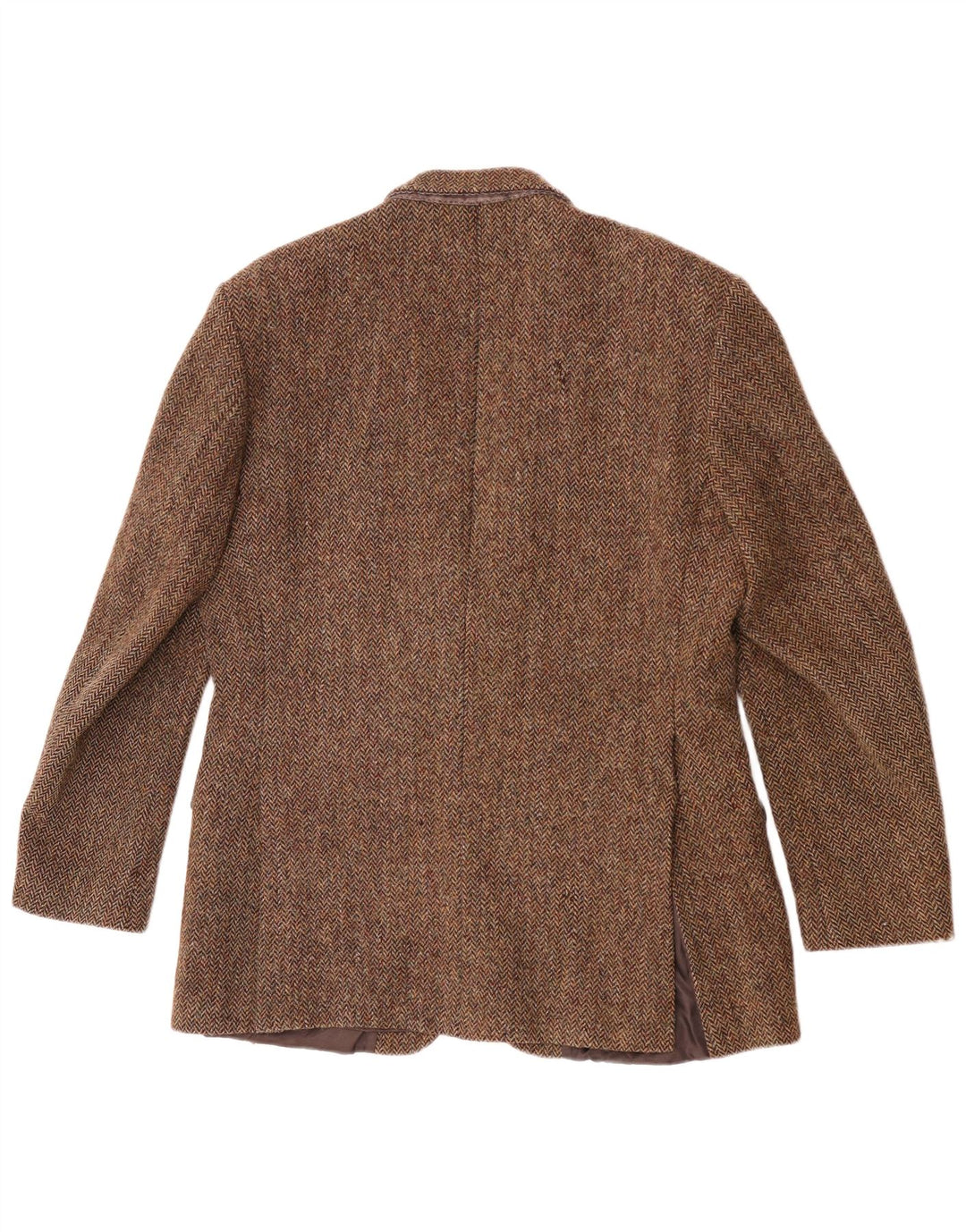 Jaqueta blazer masculina de 2 botões Harris Tweed Reino Unido 40 grande lã espinha de peixe marrom