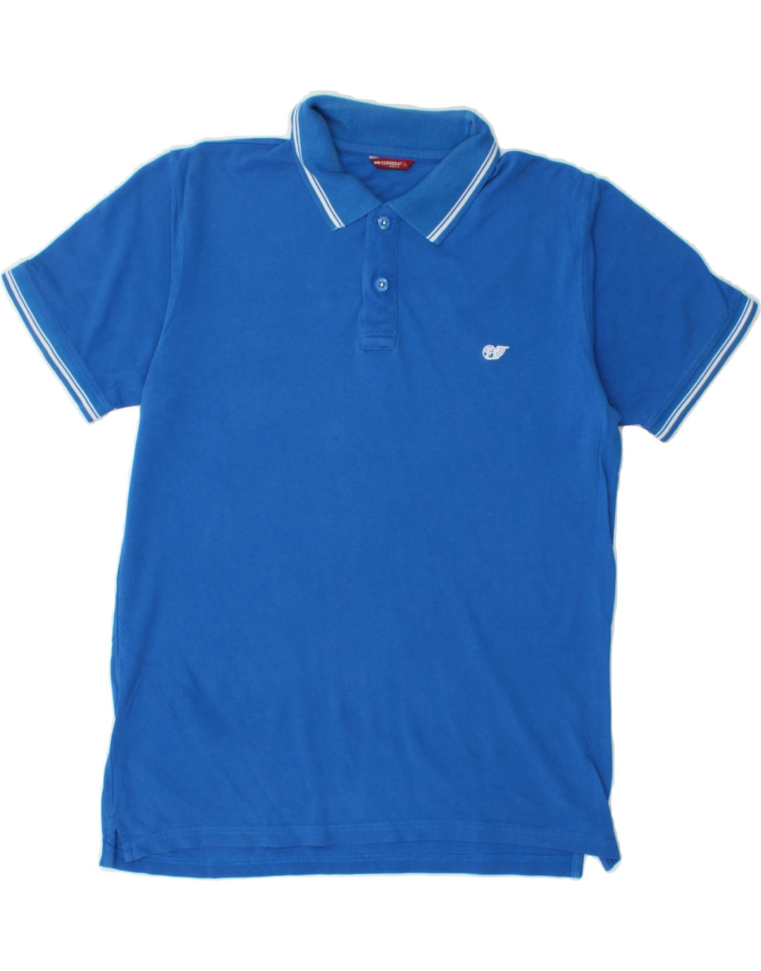 CARRERA Mens Polo Shirt Large Blue Cotton Vintage Carrera and Second-Hand Carrera from Messina Hembry 