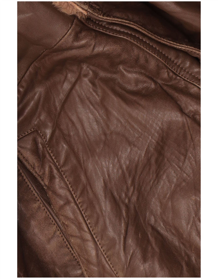 Jaqueta de couro masculina Michel IT 52 XL couro marrom