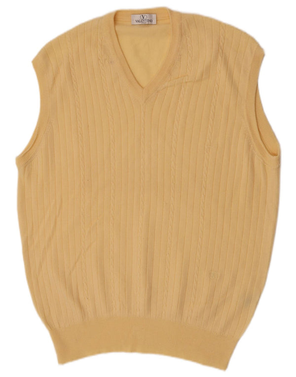 Valentino Mens Colete Regata Grande Lã Merino Amarela
