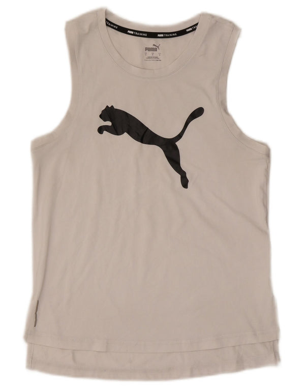 Puma Mens Graphic Vest Top Pequeno Poliéster Branco