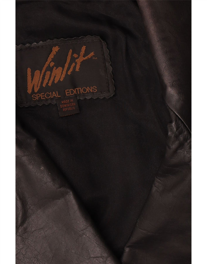 Casaco de couro vintage feminino grande Reino Unido 16 grande preto