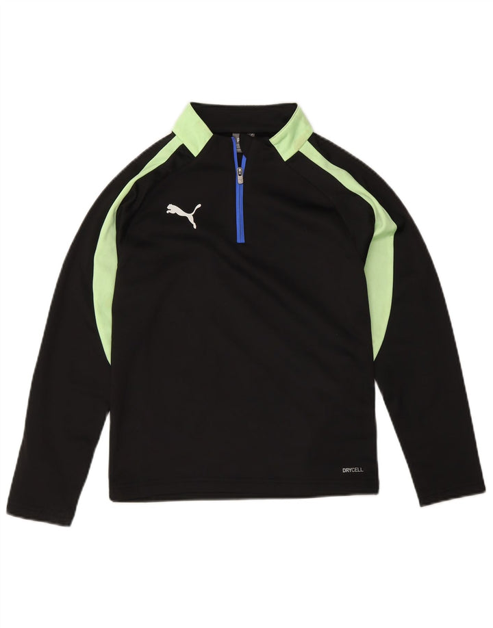Puma Meninos Zip Neck Pulôver Treino Top 7-8 Anos Preto Colorblock