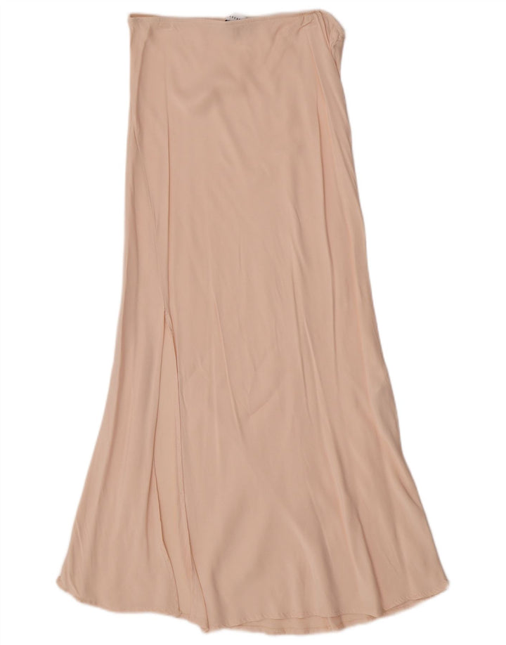 Saia maxi feminina Warehouse Reino Unido 12 médio W28 bege viscose