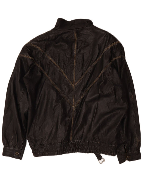 Jaqueta de couro masculina vintage UK 44 2XL preta