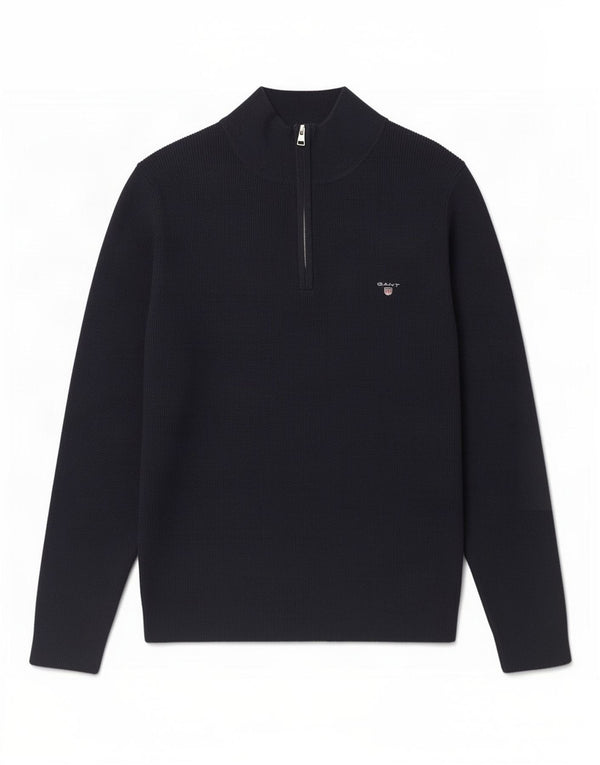 Suéter masculino Gant com zíper e gola 2XL algodão azul marinho