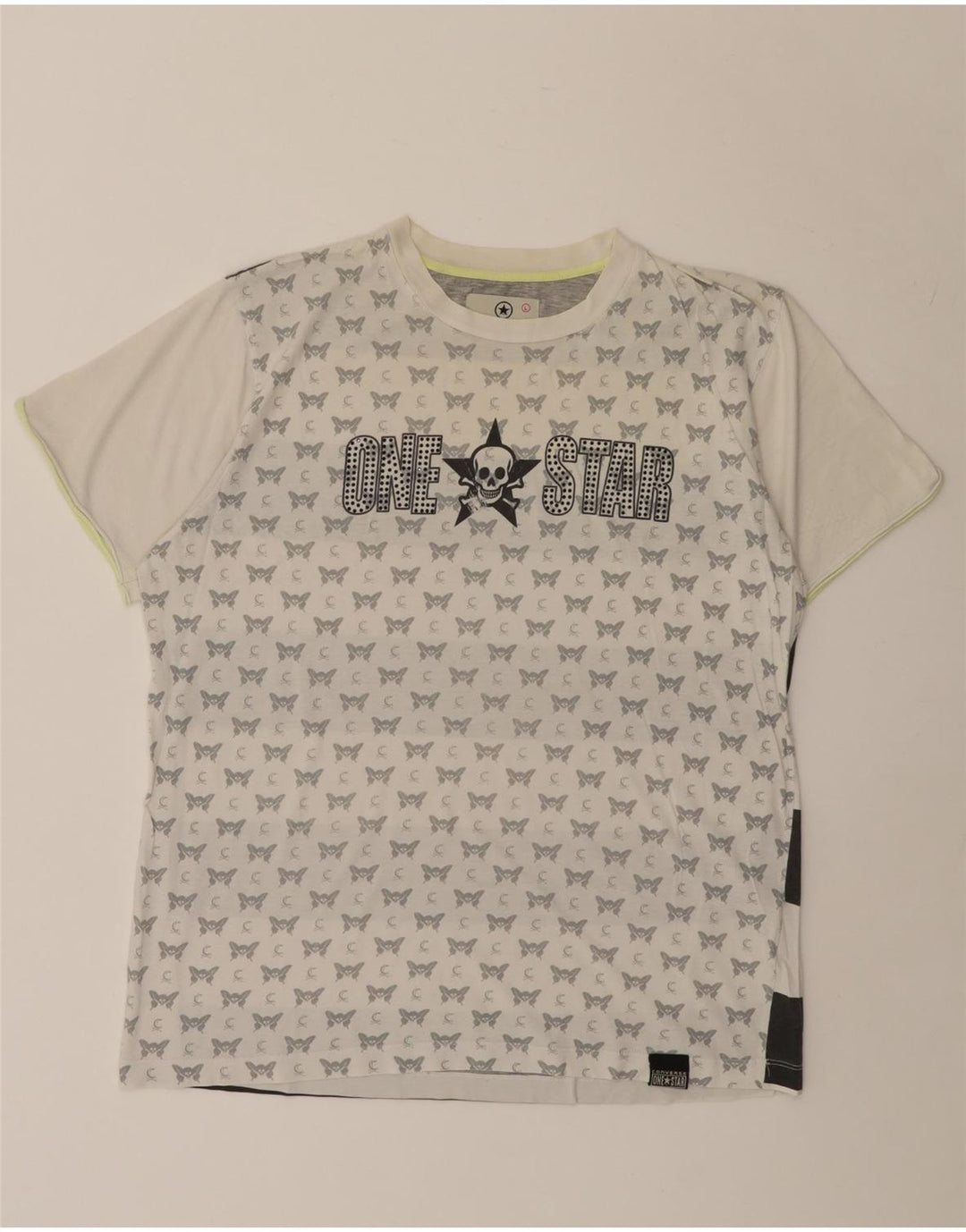 Camiseta feminina Converse com estampa gráfica UK 16 grande algodão listrado branco