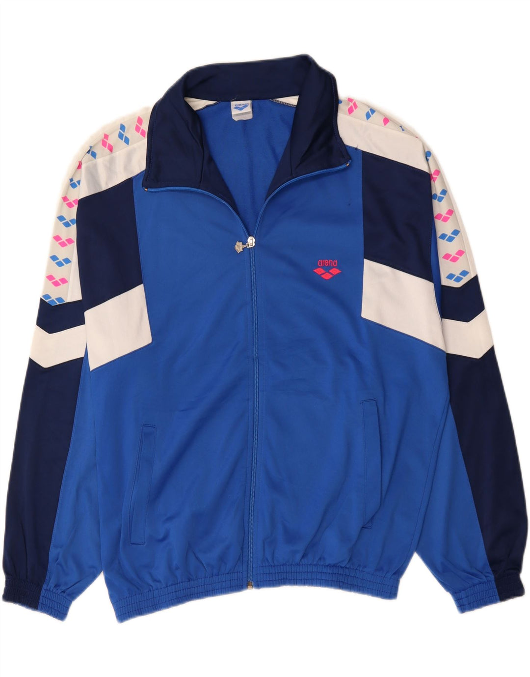 ARENA Jaqueta masculina de agasalho gráfico grande azul colorido em poliéster