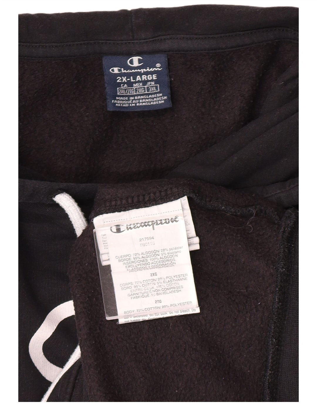 CHAMPION Suéter masculino com capuz gráfico de Nova York 2XL algodão preto