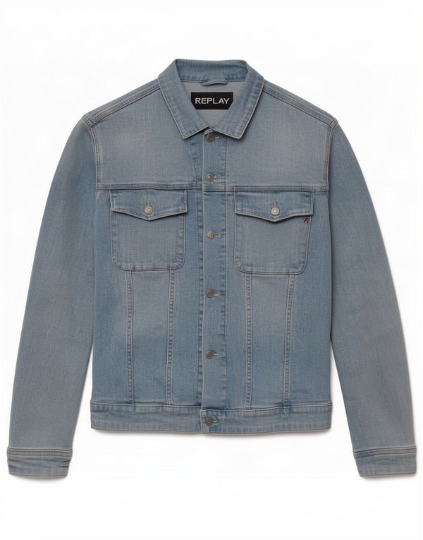 Jaqueta jeans masculina Replay UK 40 grande algodão azul