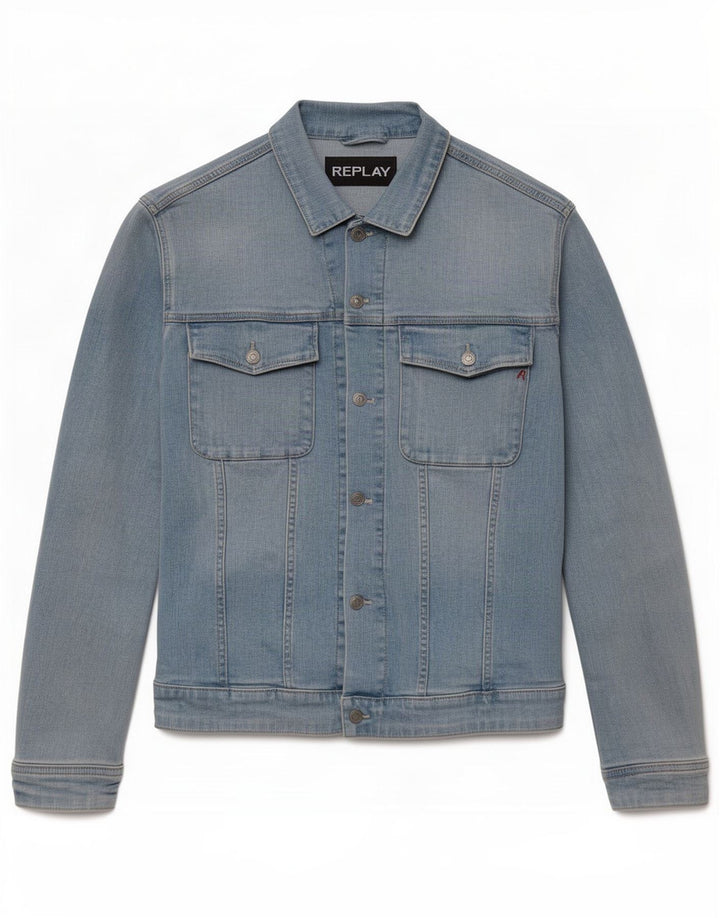Jaqueta jeans masculina Replay UK 40 grande algodão azul