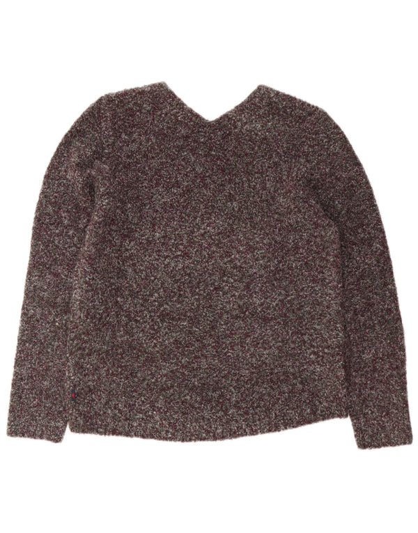 Suéter feminino Kappa com decote em V Reino Unido 18 XL Borgonha manchado de poliéster