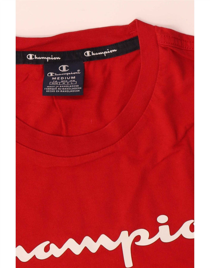 Campeão Mens Graphic T-Shirt Top Médio Algodão Vermelho