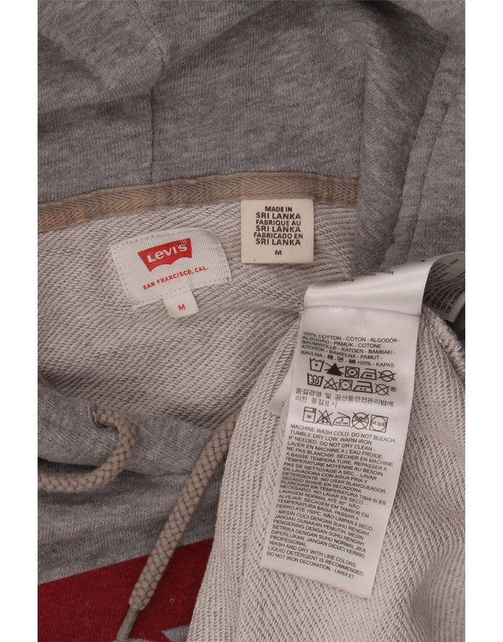 Suéter com capuz gráfico masculino LEVI'S algodão cinza médio