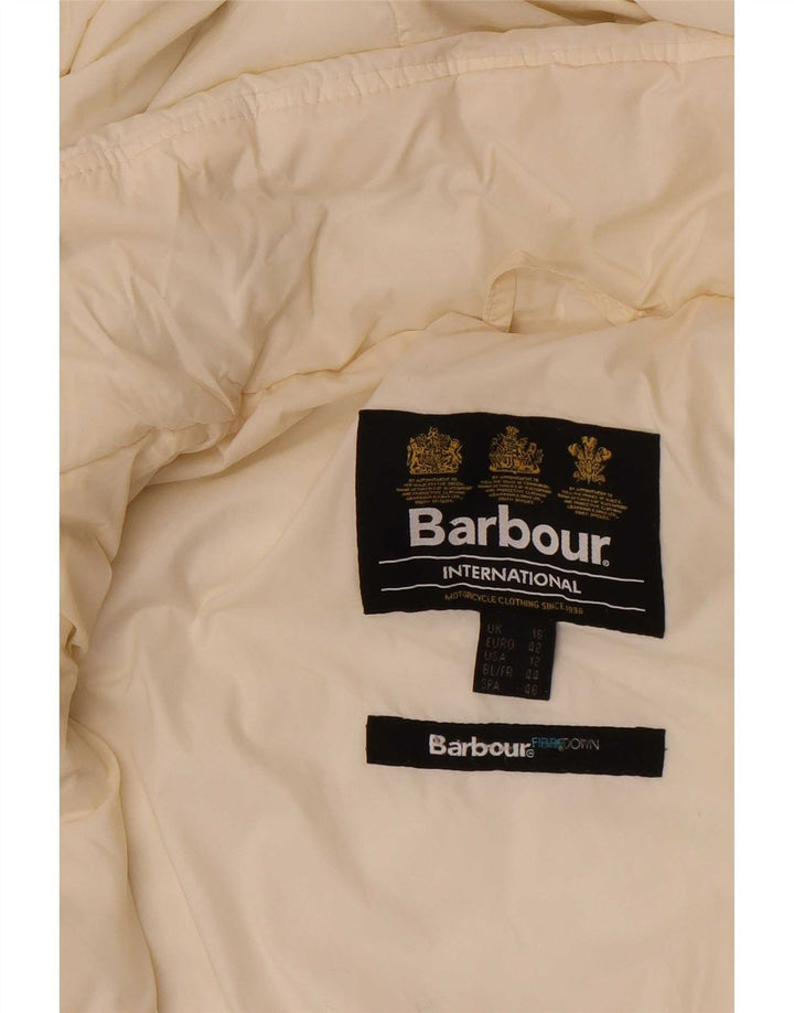 Jaqueta acolchoada com capuz feminina Barbour UK 16 grande branca