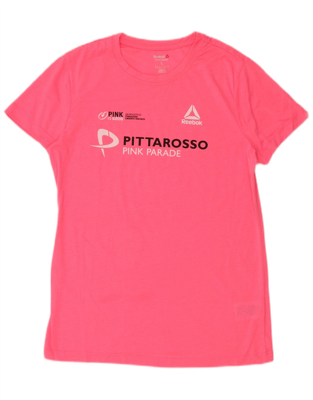 Camiseta feminina gráfica REEBOK UK 16/18 grande poliéster rosa