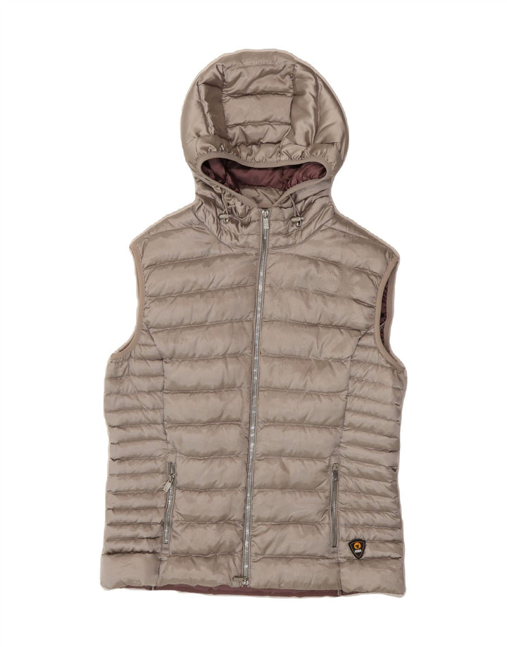 CIESSE PIUMINI Womens Hooded Padded Gilet UK 16 Large Grey Nylon Vintage Ciesse Piumini and Second-Hand Ciesse Piumini from Messina Hembry 