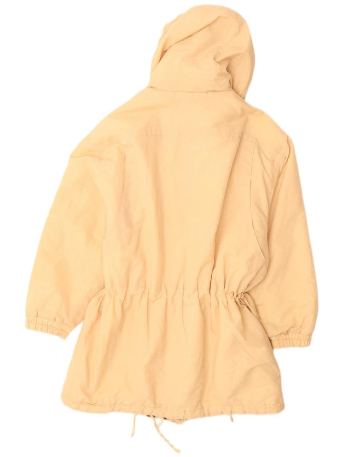 Casaco acolchoado com capuz feminino VINTAGE EU 38 poliéster bege médio