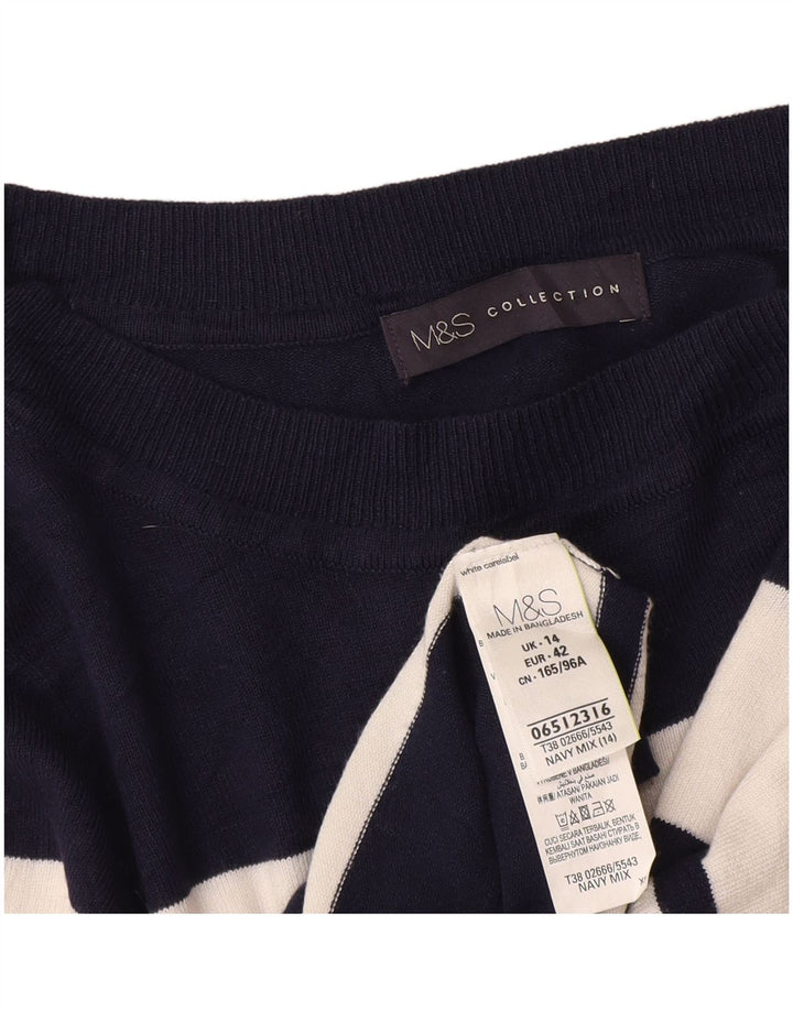 Suéter feminino Marks & Spencer com gola redonda Reino Unido 14 médio azul marinho