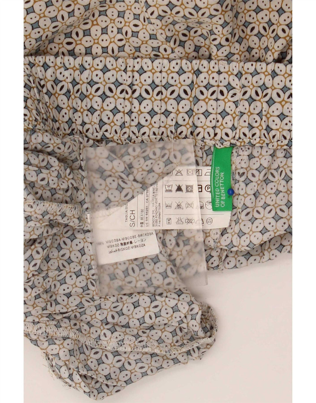 Calça casual feminina Benetton pequena W30 L29 multicolorida geométrica