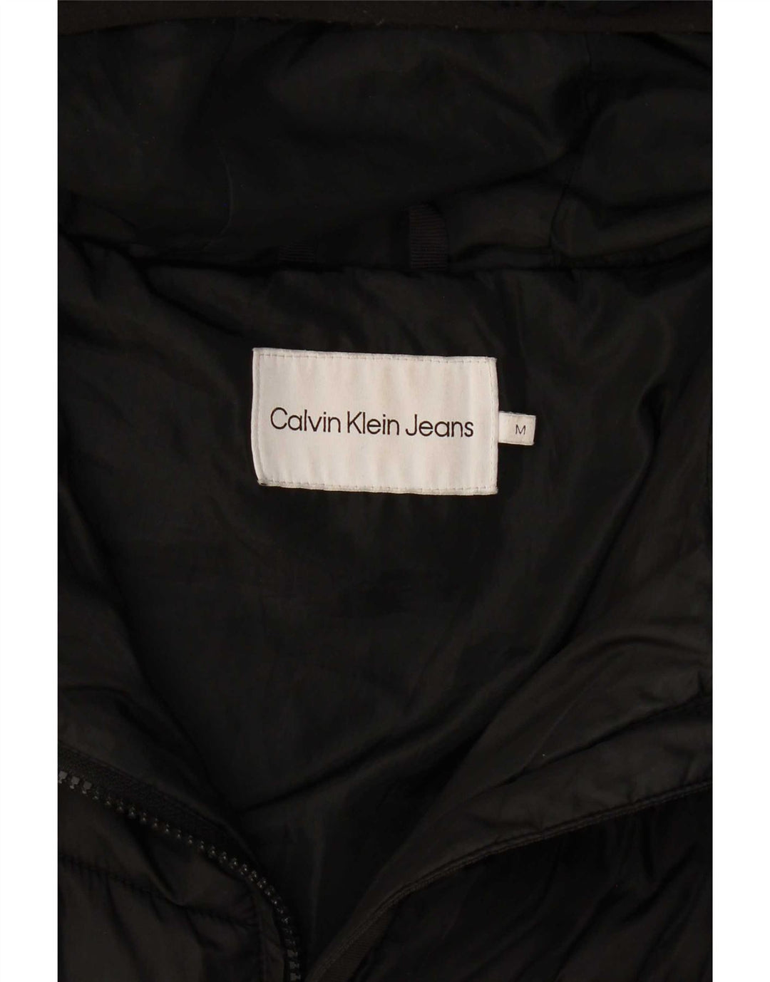 Casaco acolchoado com capuz feminino Calvin Klein UK 14 poliéster preto médio