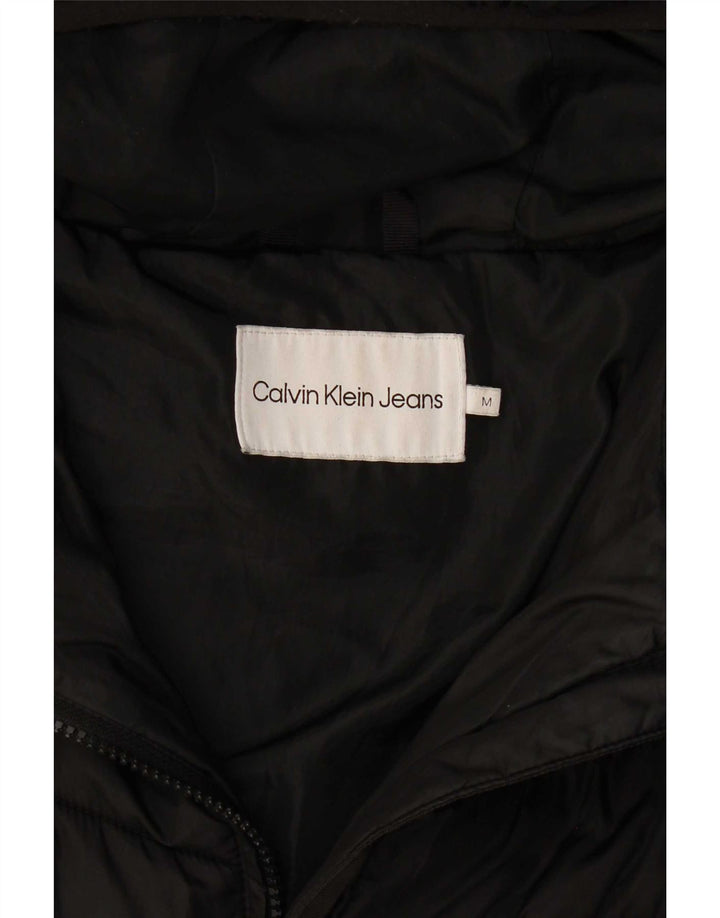 Casaco acolchoado com capuz feminino Calvin Klein UK 14 poliéster preto médio