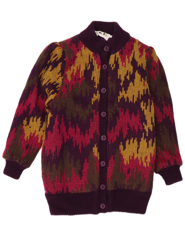 Suéter cardigã feminino com padrão abstrato EXE Reino Unido 16 grande multicolorido