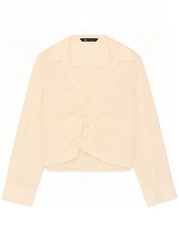 Blusa feminina Zara UK 10 pequena modal off white