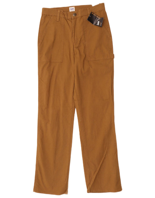 Lee Womens Workwear Calça casual de cintura alta US 6 Médio W28 L30 Marrom