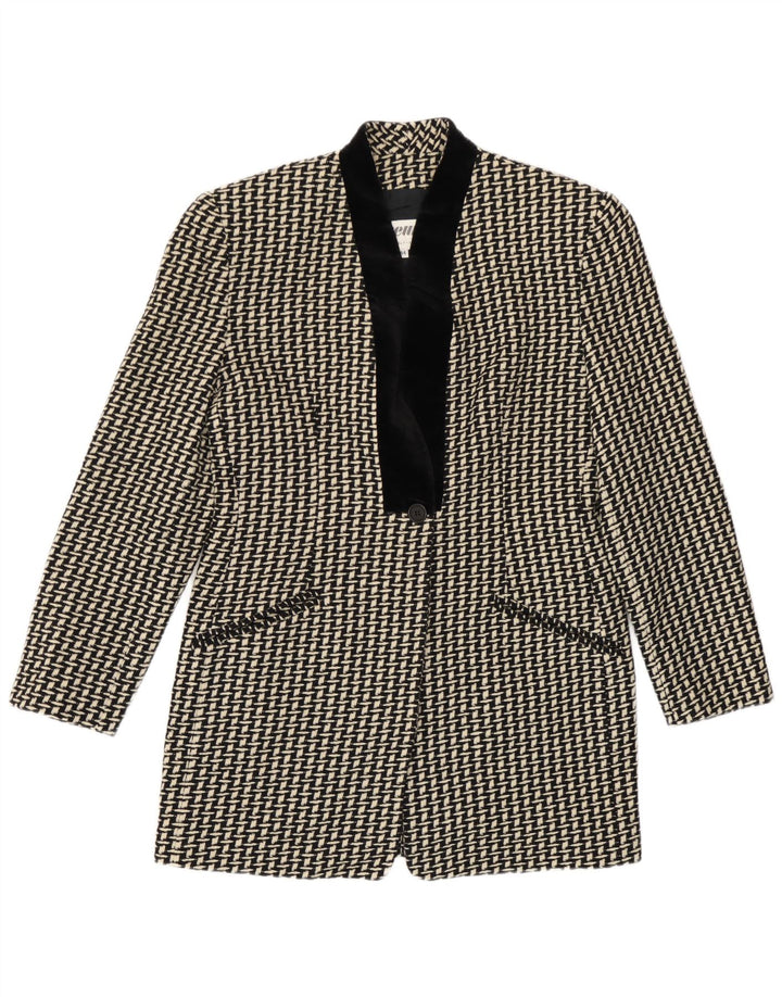 Jaqueta blazer feminina Erreuno Longline com padrão abstrato IT 44 médio preto