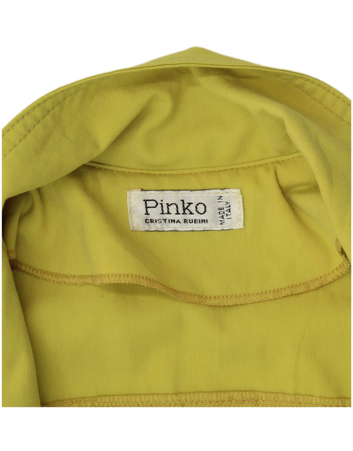Jaqueta Blazer Feminina Longline Manga Curta Pinko Reino Unido 16 Grande Amarelo