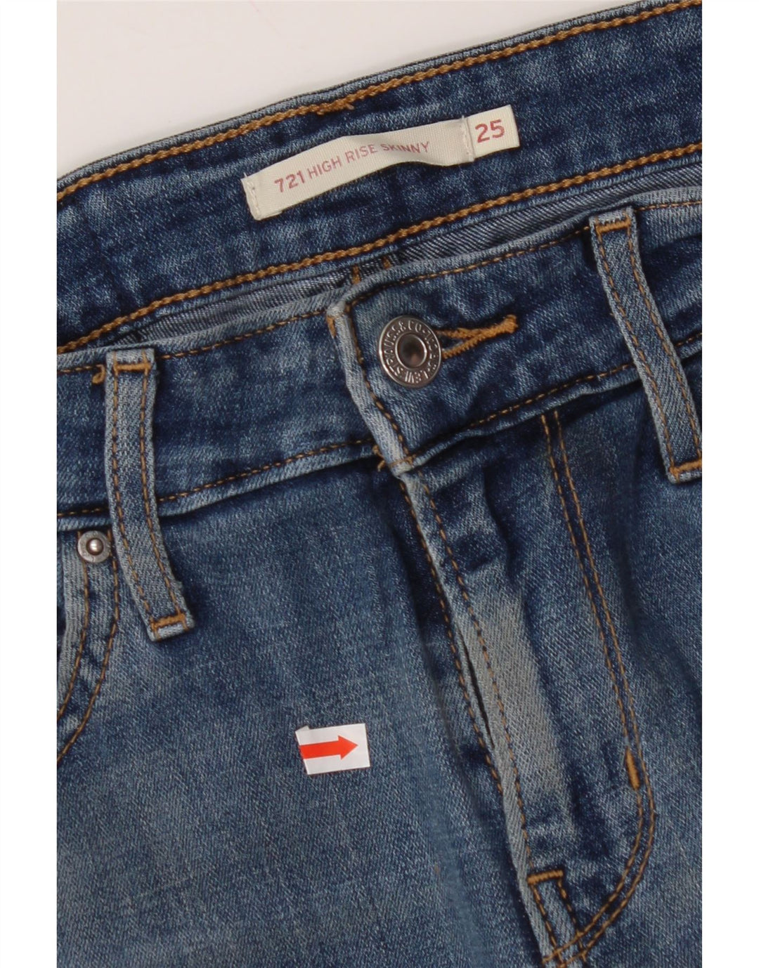 Calça jeans feminina LEVI'S 721 cintura alta skinny W25 L30 azul algodão