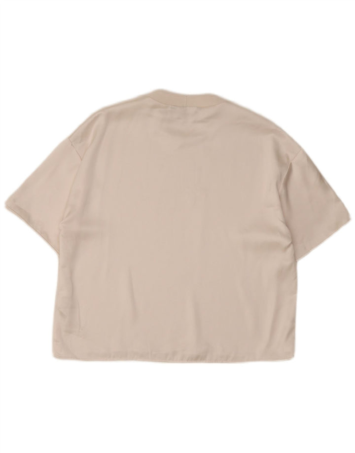 Camiseta feminina Zara Loose Fit UK 14 Médio Off White Poliéster