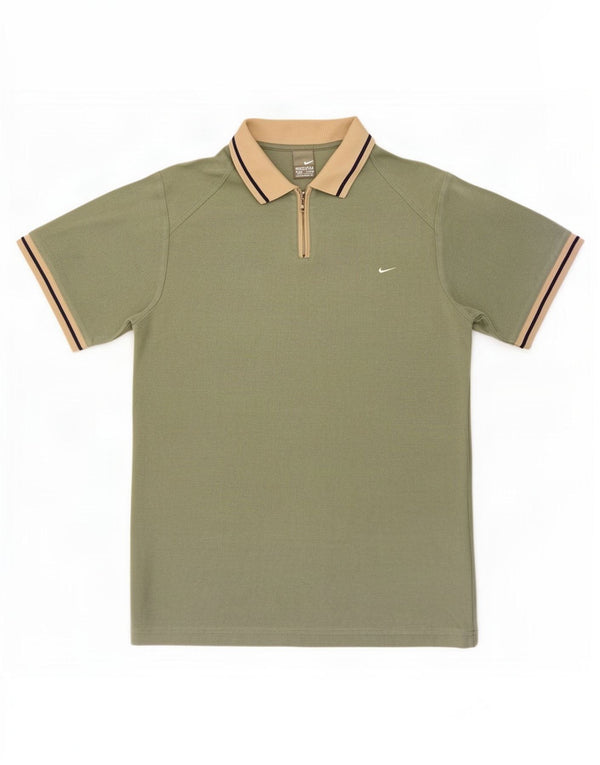 Camisa polo masculina Nike UK 39/41 médio cáqui colorblock algodão