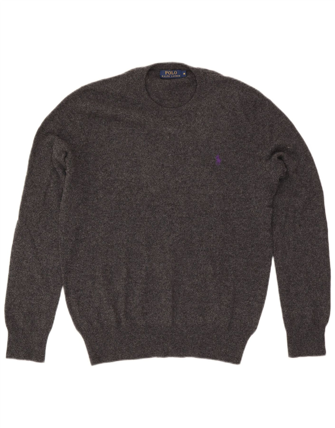 Suéter masculino Polo Ralph Lauren com gola redonda e lã cinza médio
