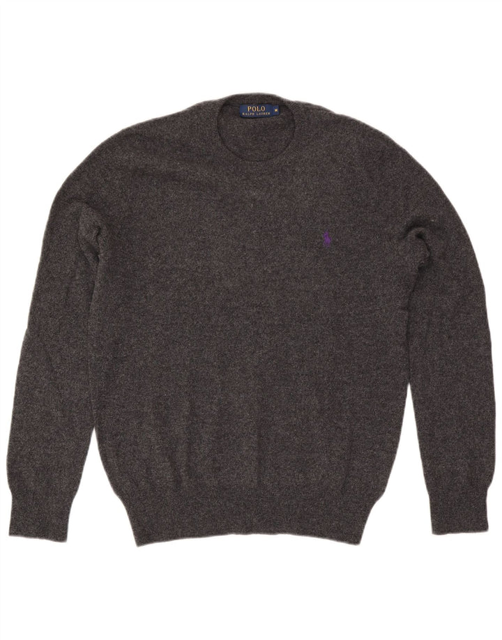 Suéter masculino Polo Ralph Lauren com gola redonda e lã cinza médio