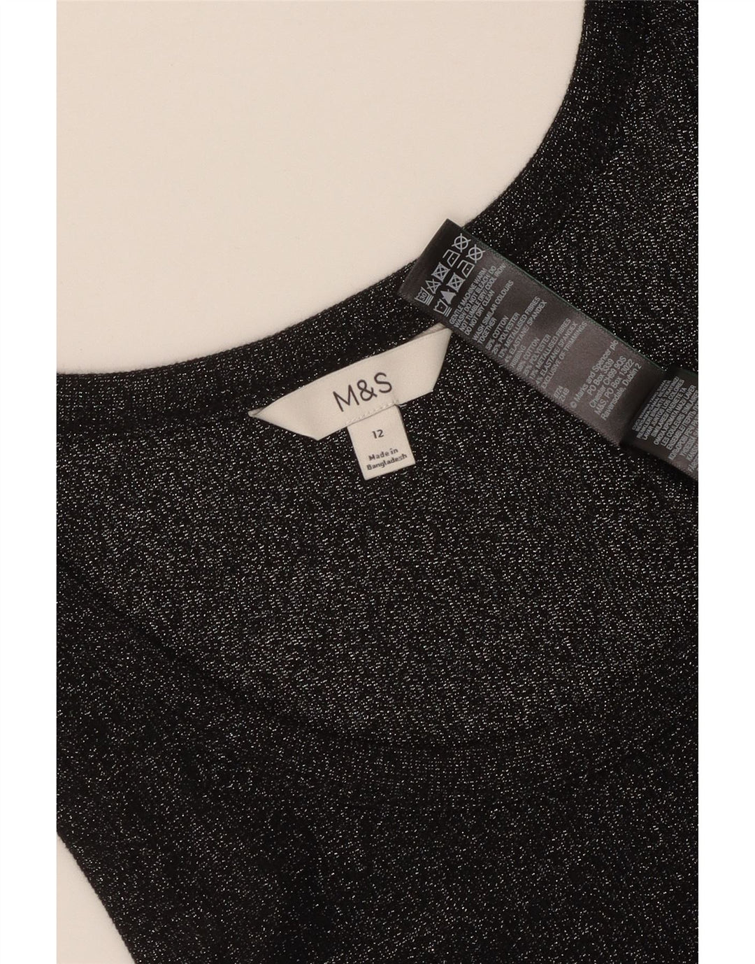 Colete feminino Marks & Spencer UK 12 algodão manchado preto médio