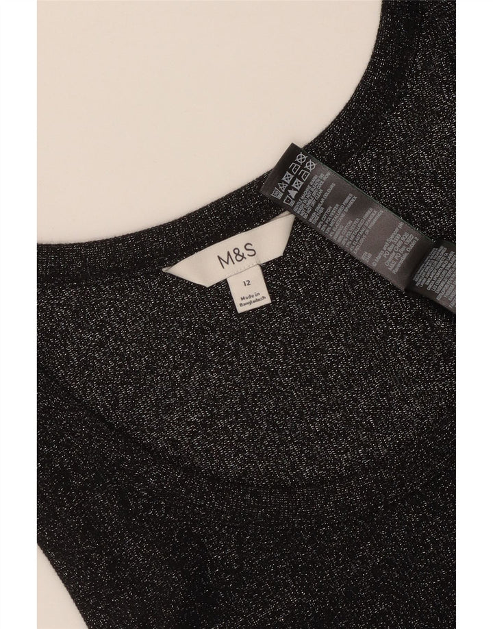 Colete feminino Marks & Spencer UK 12 algodão manchado preto médio