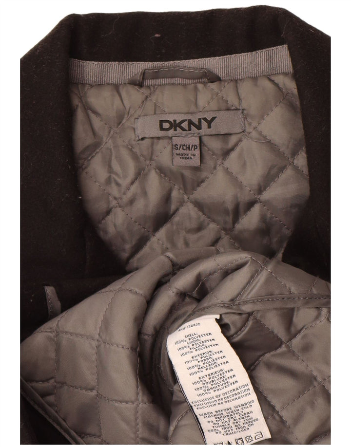 Dkny Womens Pea Coat UK 10 Pequeno Poliéster Colorblock Preto