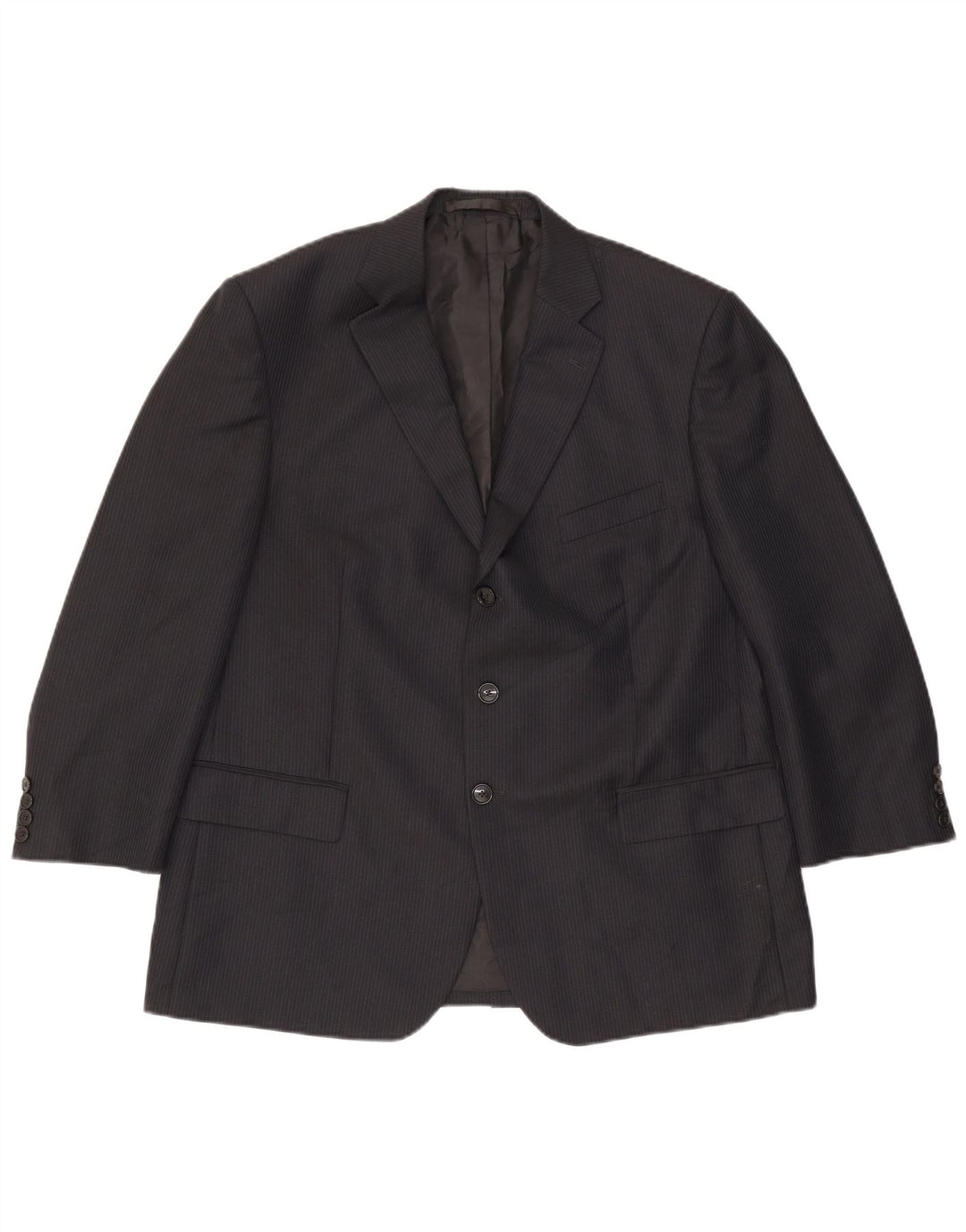 Jaqueta blazer masculina de 3 botões Marks & Spencer Reino Unido 44 XL risca de giz azul marinho