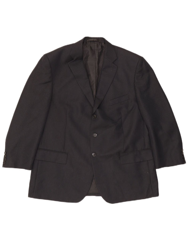 Jaqueta blazer masculina de 3 botões Marks & Spencer Reino Unido 44 XL risca de giz azul marinho