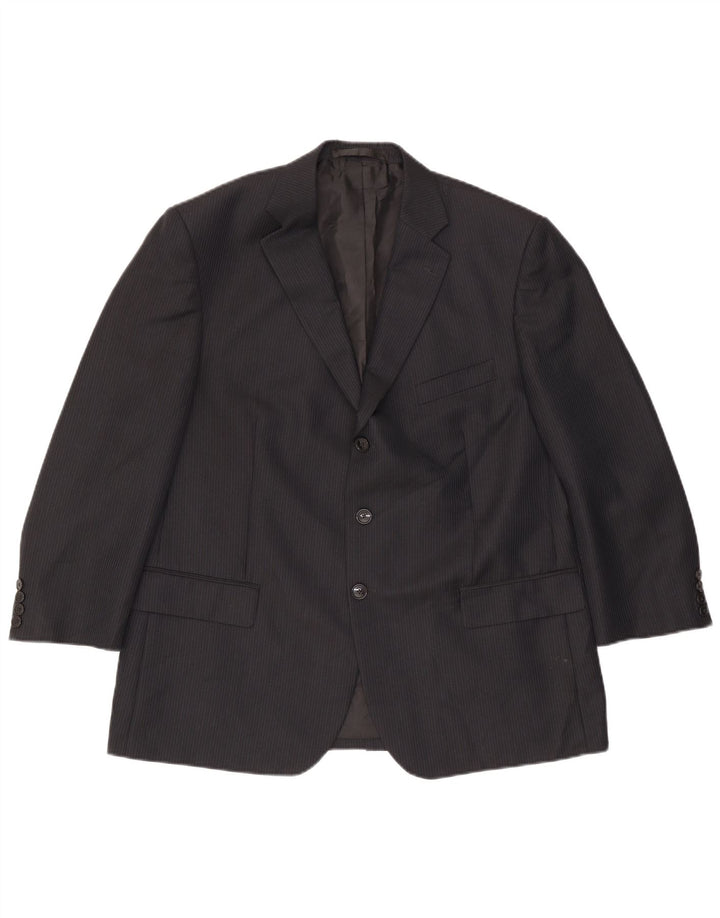 Jaqueta blazer masculina de 3 botões Marks & Spencer Reino Unido 44 XL risca de giz azul marinho