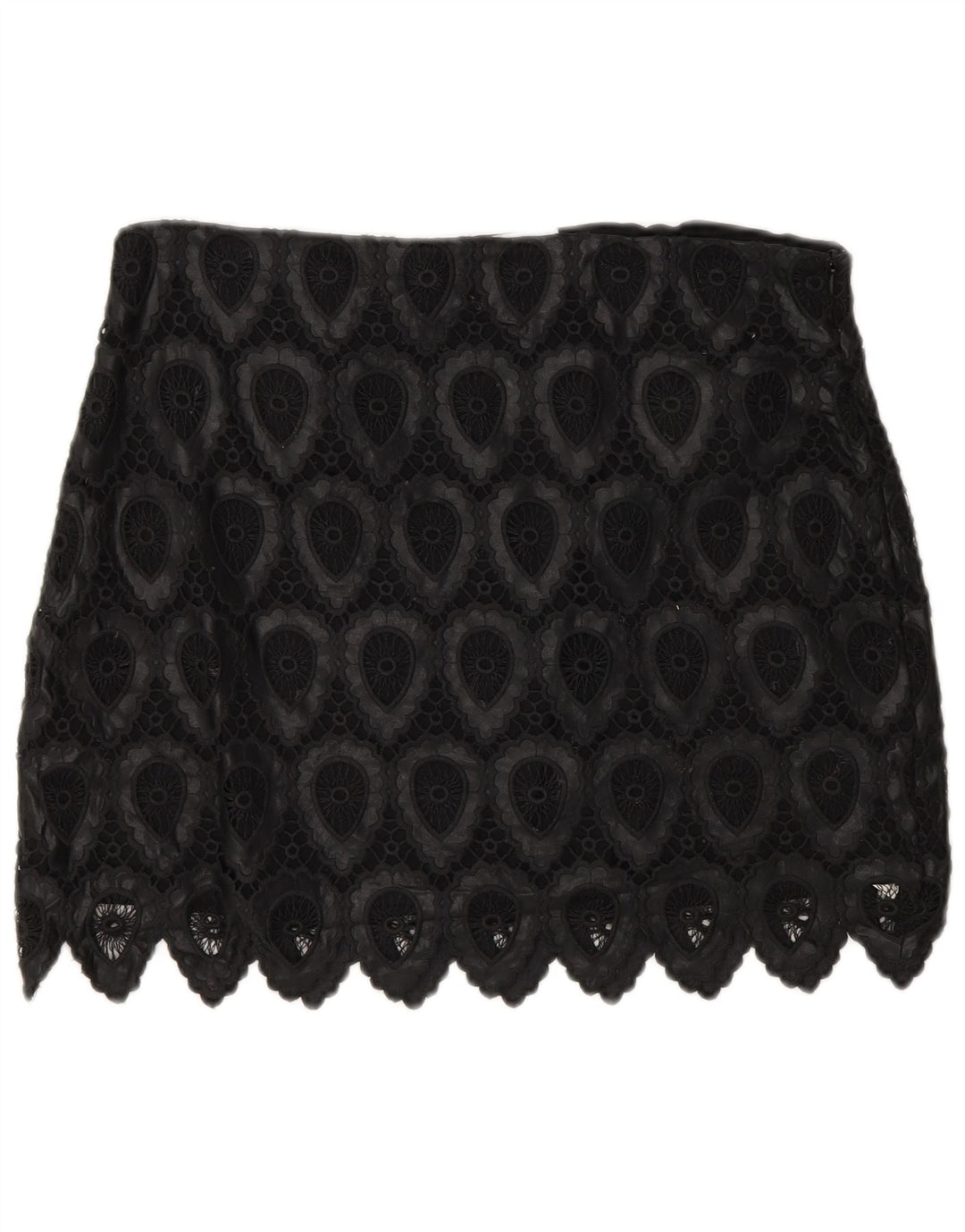 Mini saia feminina Zara grande W30 poliéster geométrico preto