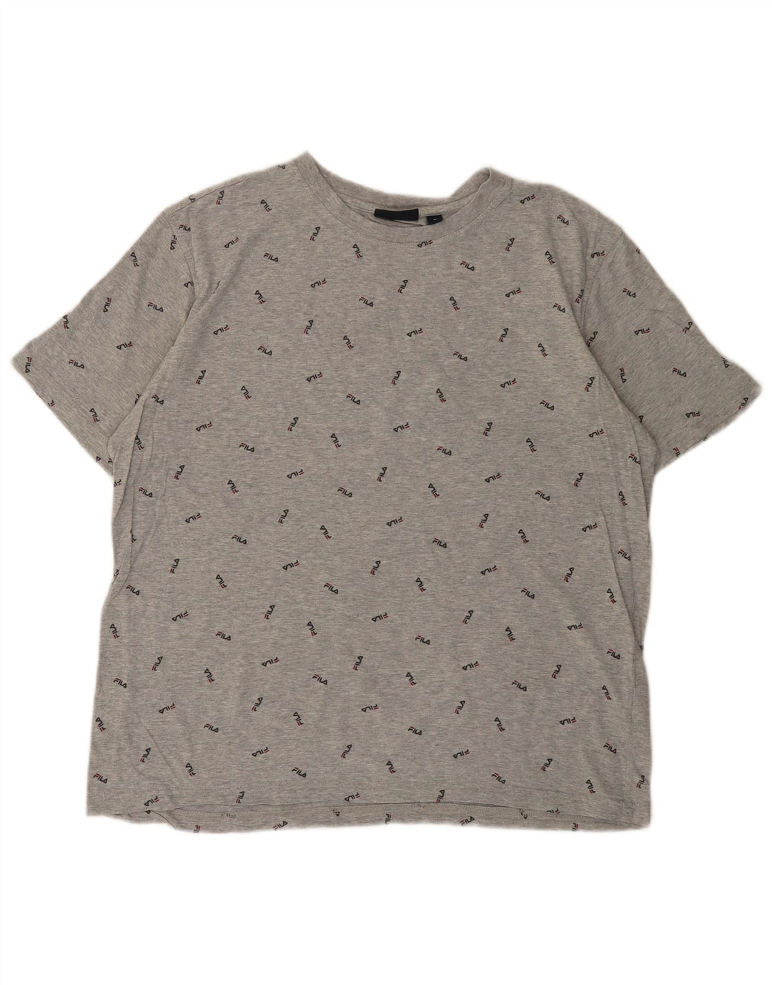 Camiseta masculina gráfica FILA Top grande algodão cinza