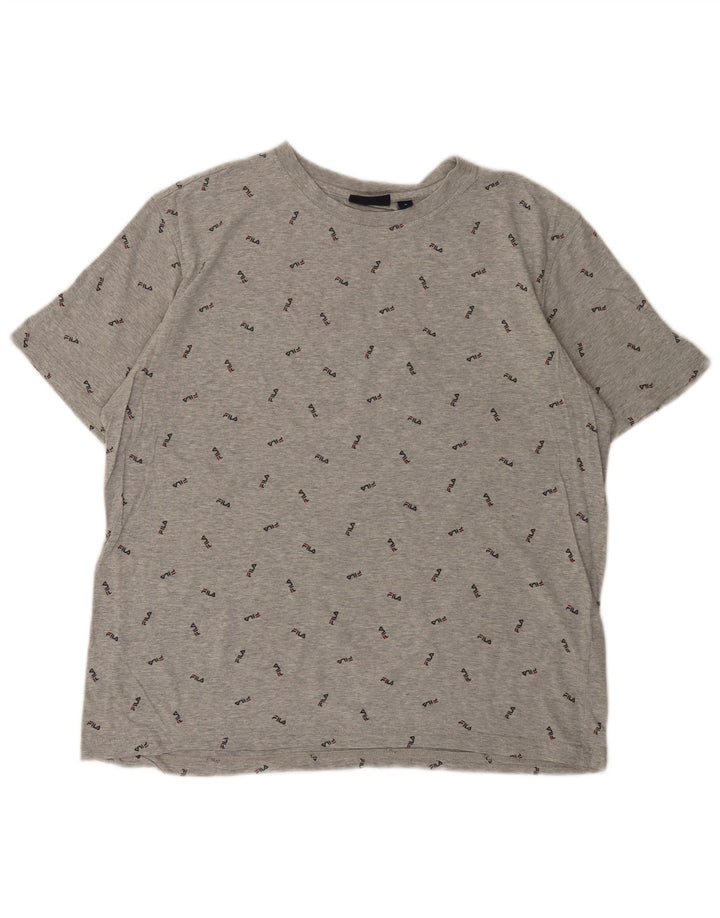Camiseta masculina gráfica FILA Top grande algodão cinza