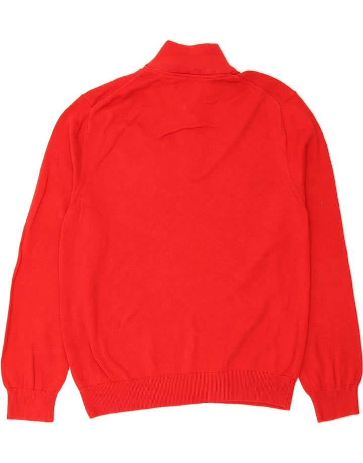 TOMMY HILFIGER Mens Zip Neck Jumper Sweater XL Red Cotton Vintage Tommy Hilfiger and Second-Hand Tommy Hilfiger from Messina Hembry 